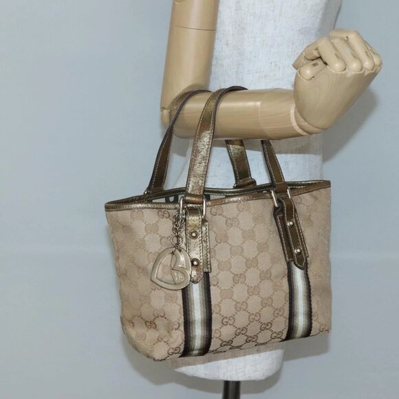 GUCCI GG Canvas Hand Bag Beige Gold 139261 Auth ep10747 - Picture 3 of 16